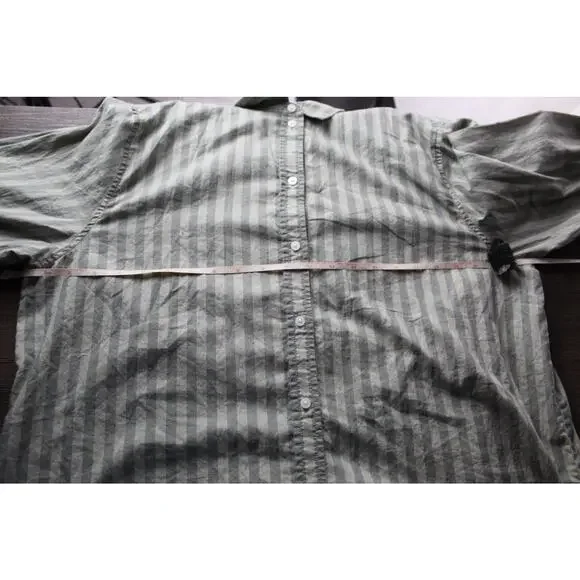 Everlane Stripe Long Sleeve Button Up Shirt women's Size 16 monochromatic green - Picture 7 of 10